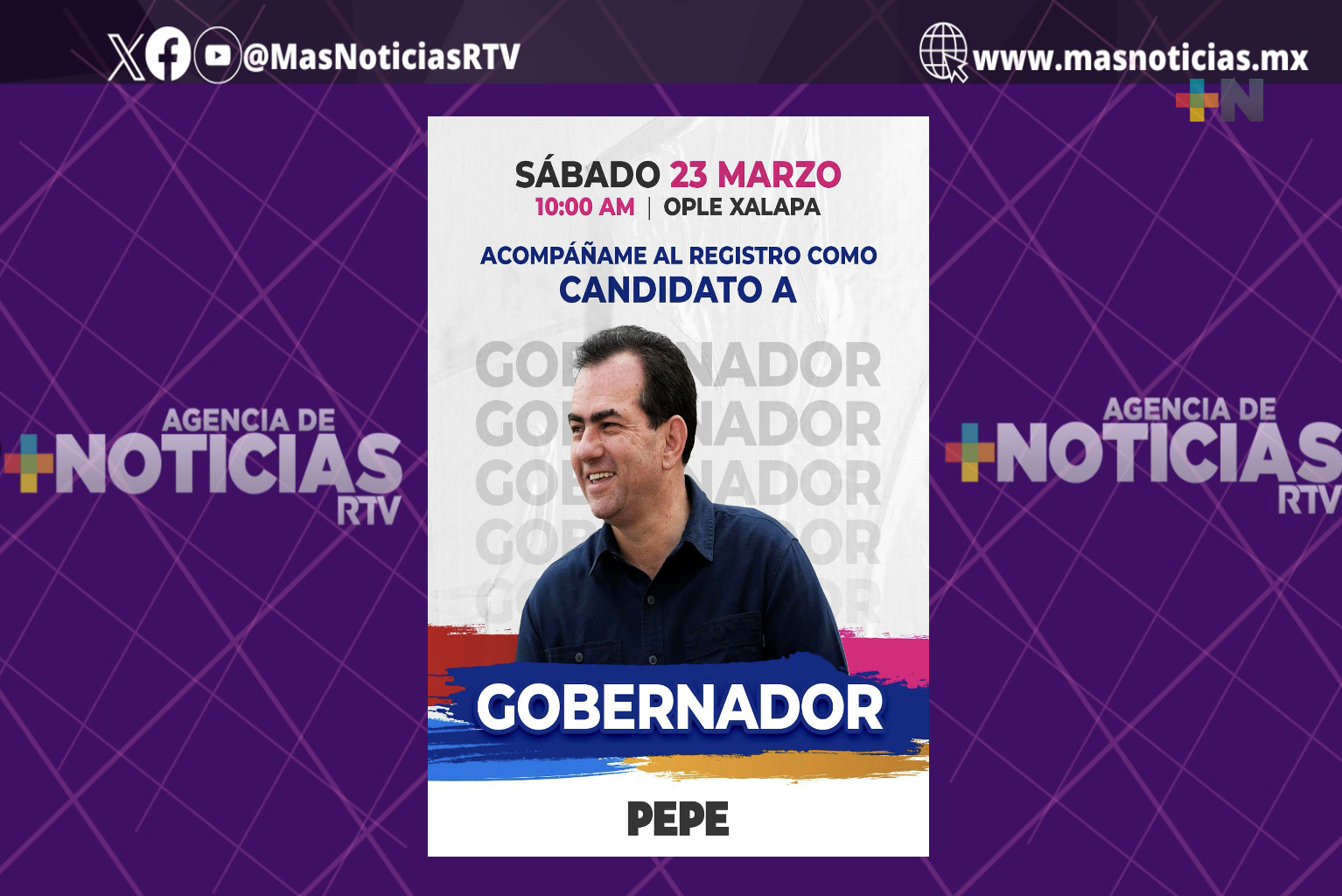 El sábado 23 de marzo se registrará Pepe Yunes como candidato a la gubernatura en el OPLE Veracruz